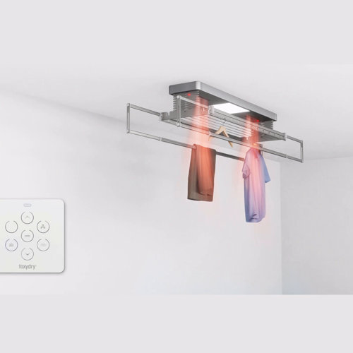 Foxydry WallMounted Heated RemoteControlled Clothes Drying Rack